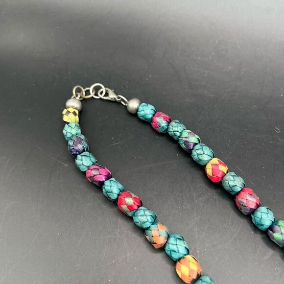 Woven Bead Statement Necklace Unique Fair Trade Fringed Bohemian Classic Boho - Picture 4 of 6